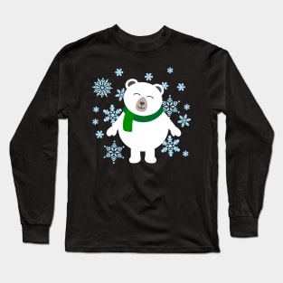 Cute polar bear with snow Long Sleeve T-Shirt